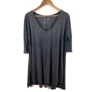 We The Free Gray V-Neck T-Shirt Tunic Mini Dress